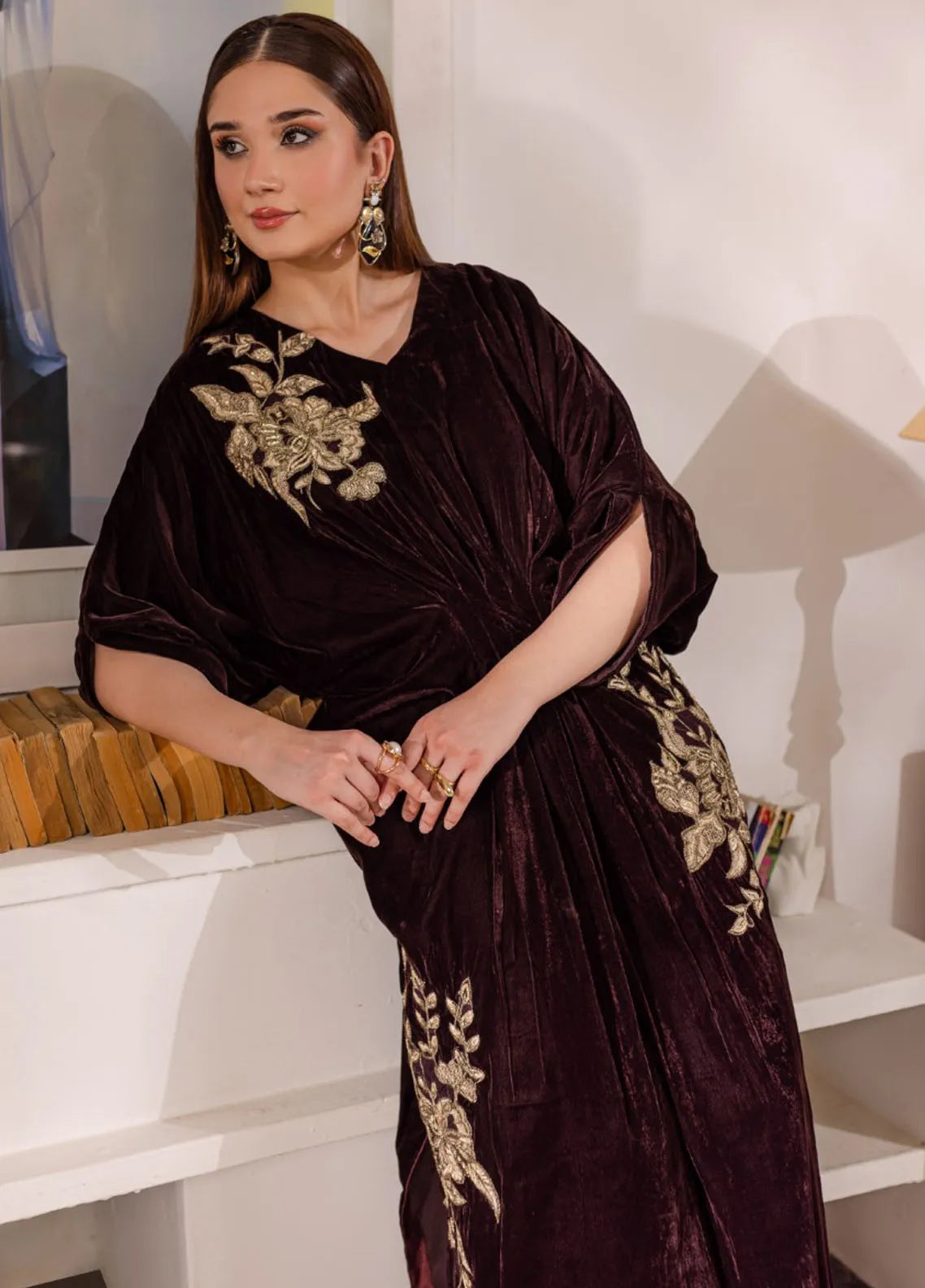 Naayas Luxury Pret  Velvet Jacket NA22ELV Emerald main image 1