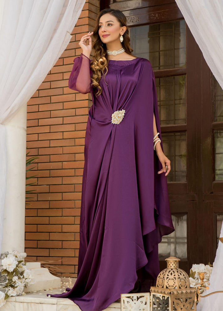 Naayas Luxury Pret  Silk Gown Purple Aroo