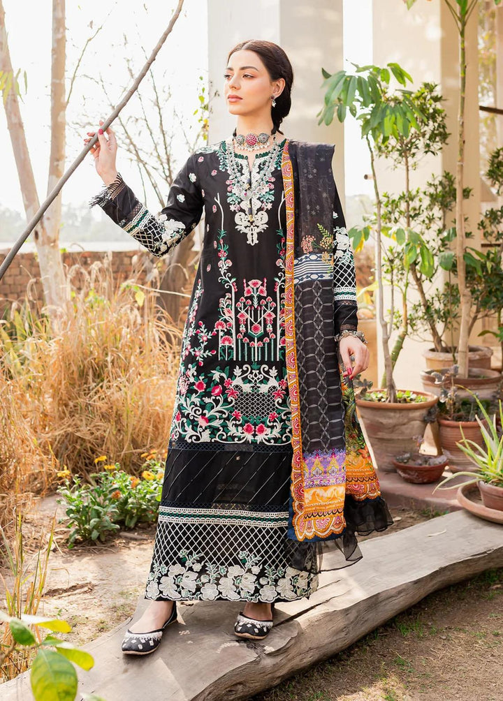 Naayas Embroidered Lawn Suits Unstitched 3 Piece NS23E Black Souk - Eid Collection