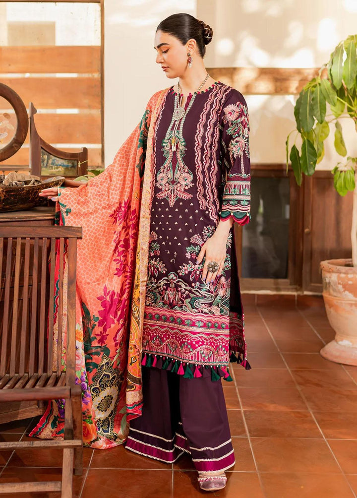 Naayas Embroidered Lawn Suits Unstitched 3 Piece NS23E Marakech Purple - Eid Collection