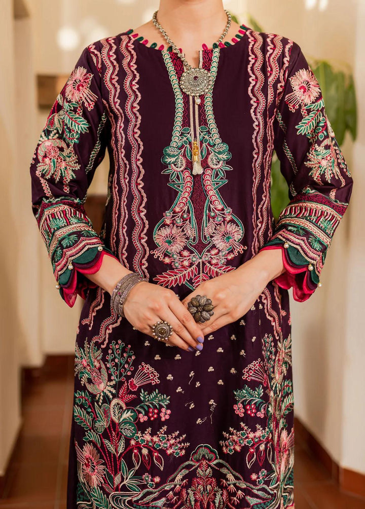 Naayas Embroidered Lawn Suits Unstitched 3 Piece NS23E Marakech Purple - Eid Collection