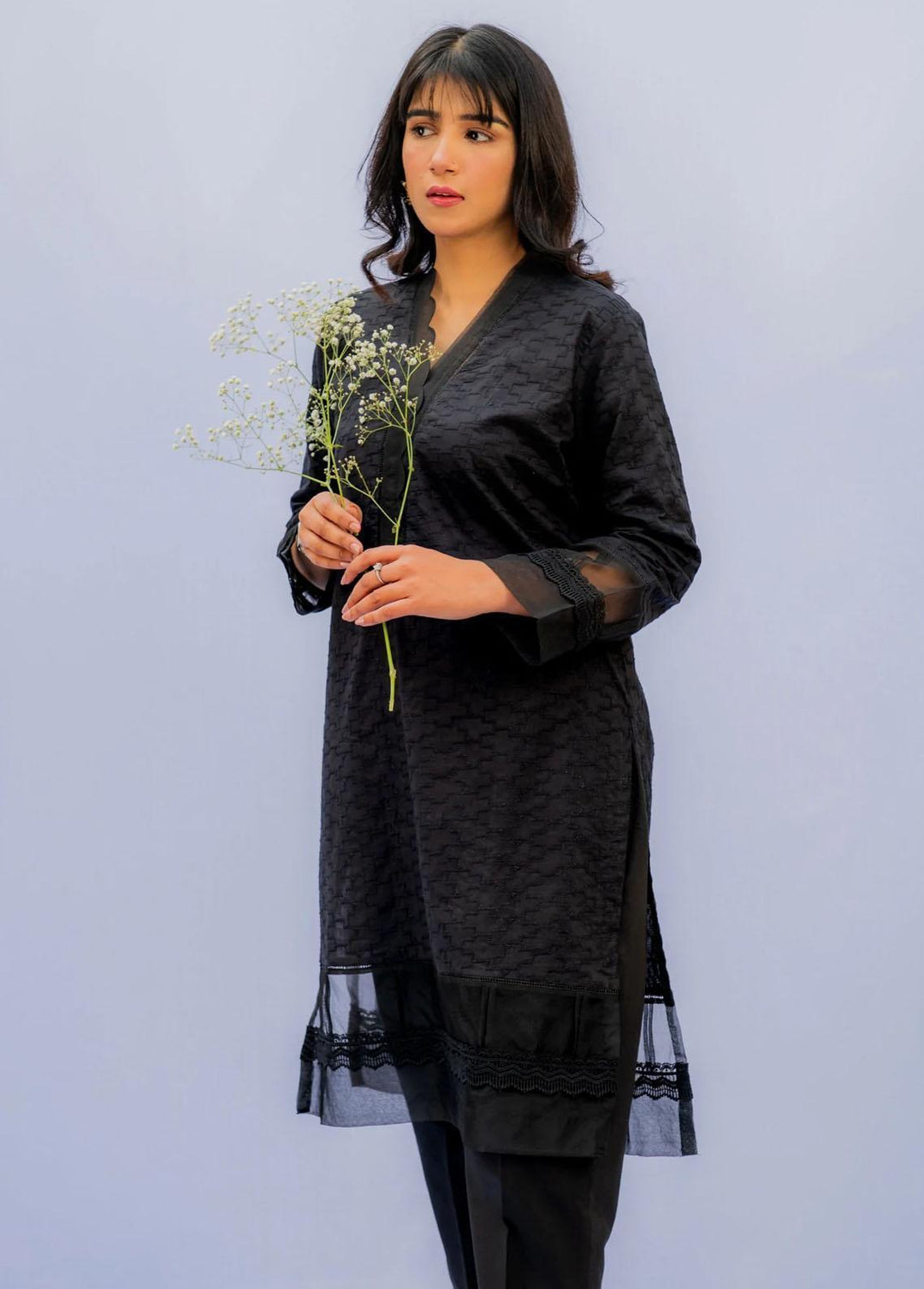Naaz Couture Pret Casual Lawn Kurti NC22NK Black Chikankari Shirt