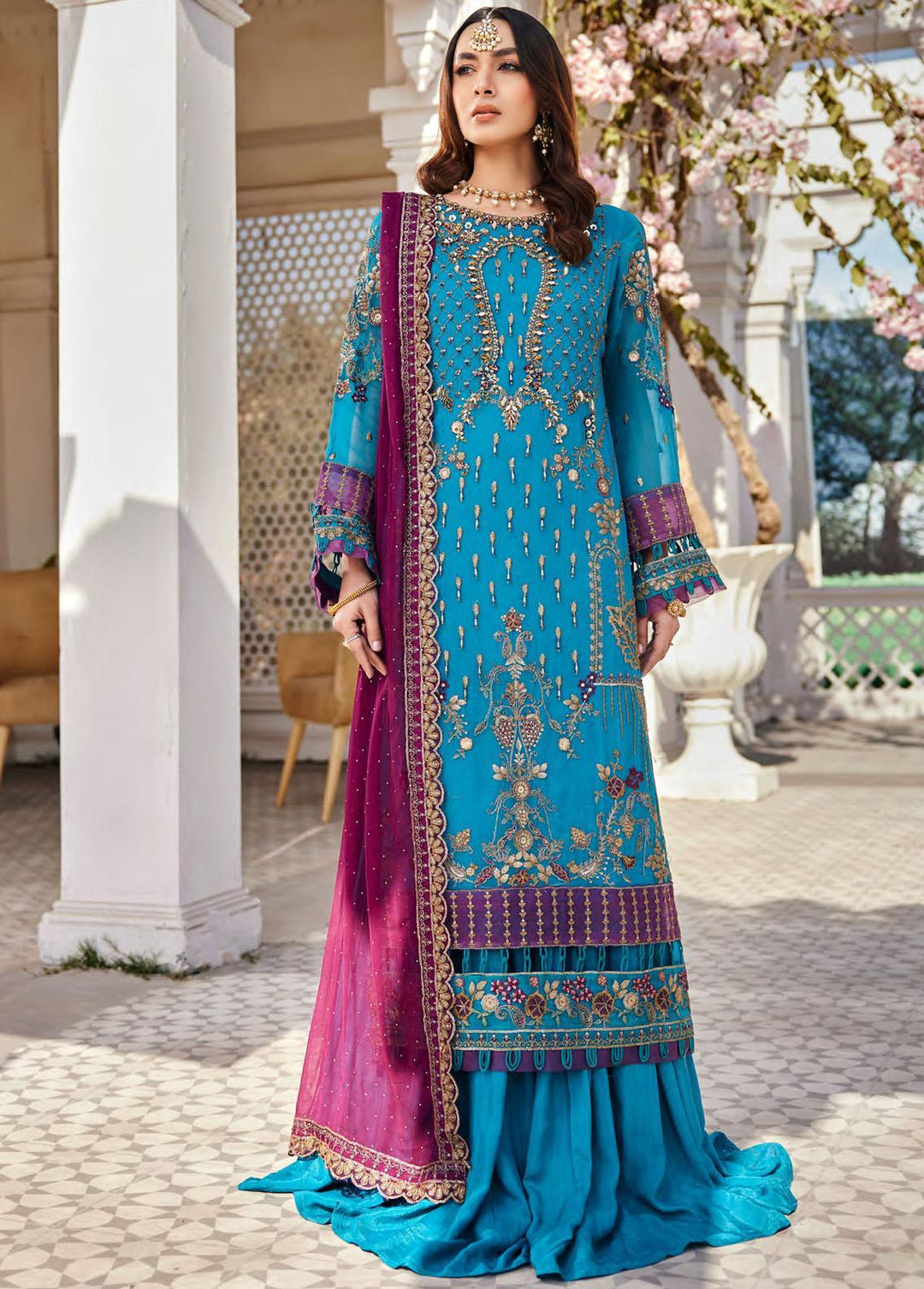 Nafasat By Emaan Adeel Embroidered Chiffon Suits Unstitched 3 Piece EA23-N2 NF-203 - Luxury Collection