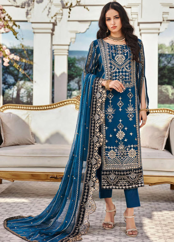 Nafasat By Emaan Adeel Embroidered Chiffon Suits Unstitched 3 Piece EA23-N2 NF-208 - Luxury Collection