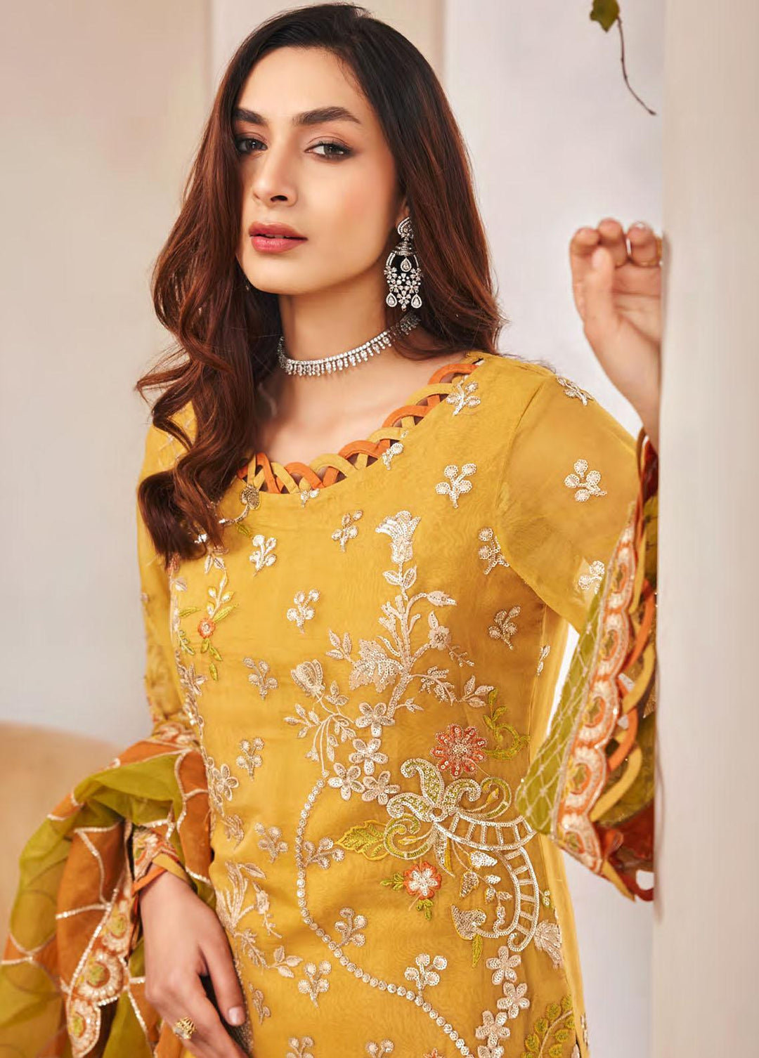 Nafasat By Emaan Adeel Embroidered Organza Suits Unstitched 3 Piece EA23-N2 NF-210 - Luxury Collection