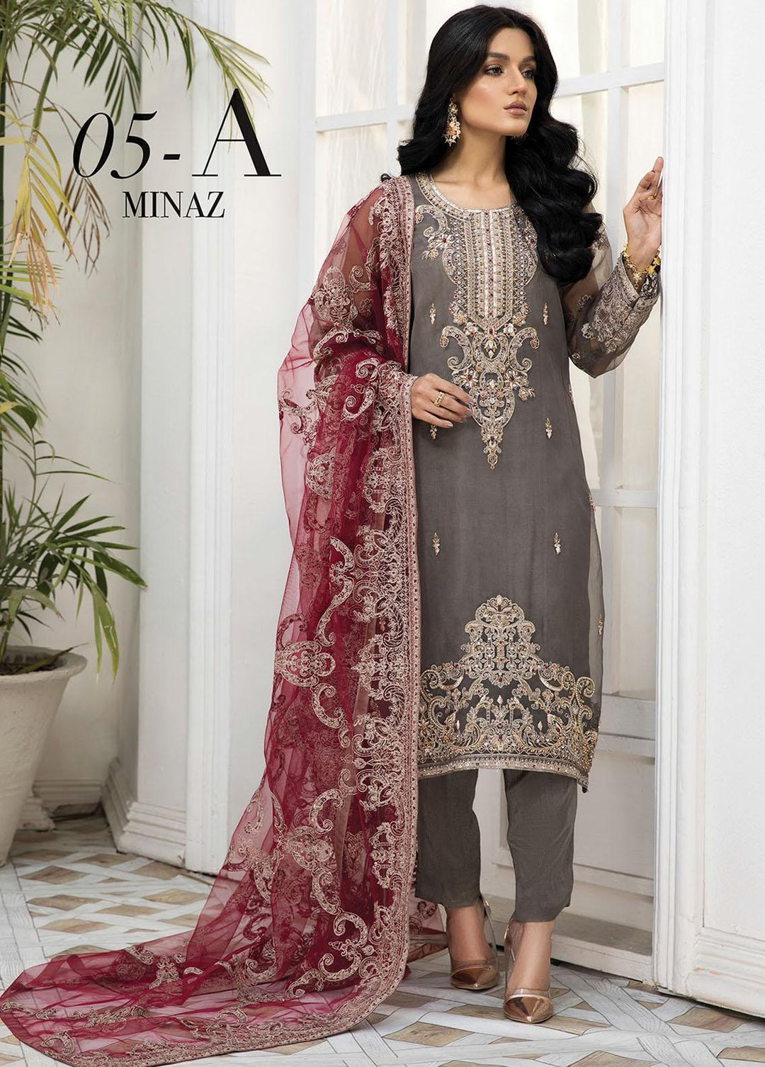 Nainsukh by House of Nawab Embroidered Organza Suits Unstitched 3 Piece HON22-N2 Minaz 5A - Luxury Collection