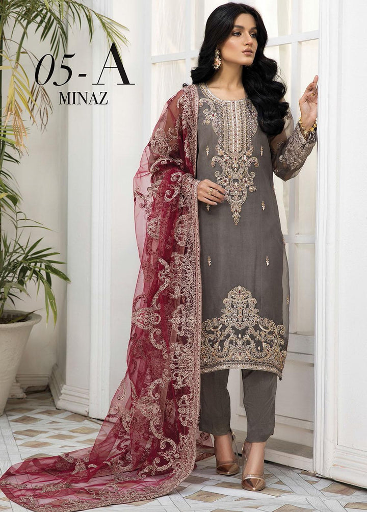 Nainsukh by House of Nawab Embroidered Organza Suits Unstitched 3 Piece HON22-N2 Minaz 5A - Luxury Collection