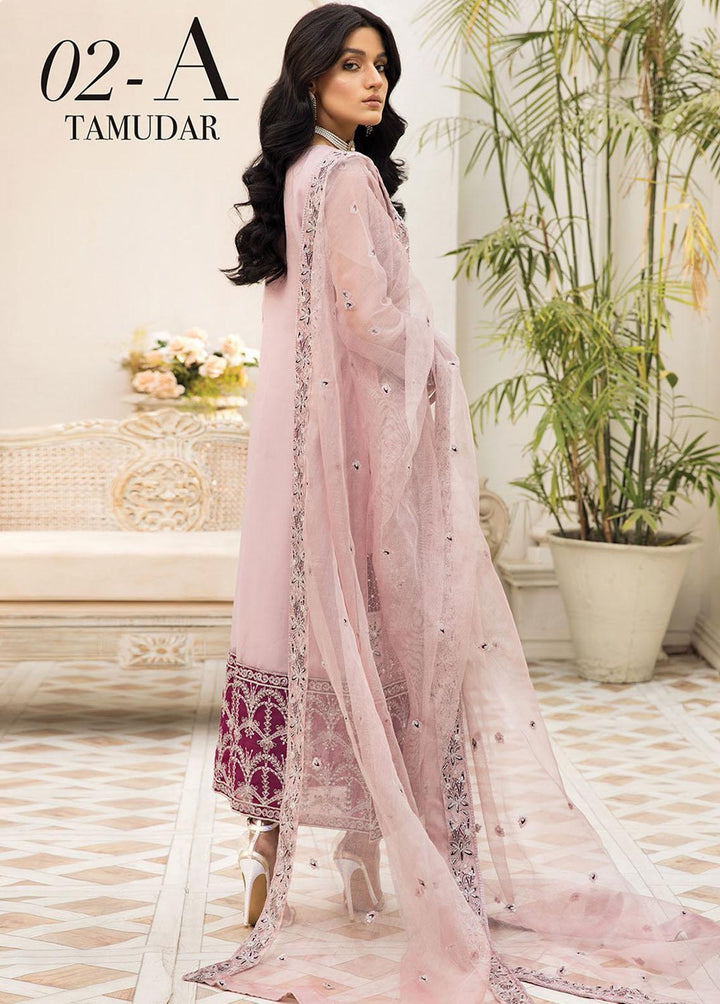 Nainsukh by House of Nawab Embroidered Organza Suits Unstitched 3 Piece HON22-N2 Tamudar 2A - Luxury Collection