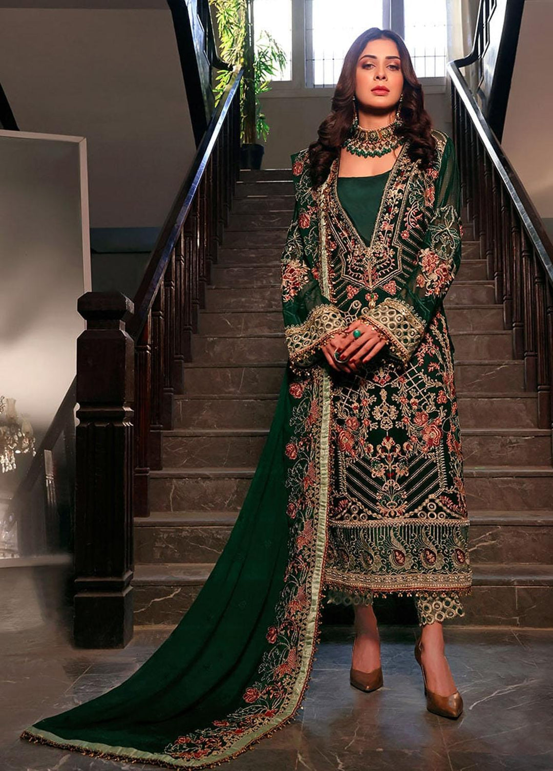 Naushad Imdad Embroidered Chiffon Suits Unstitched 3 Piece ND23C C8 - Luxury Collection
