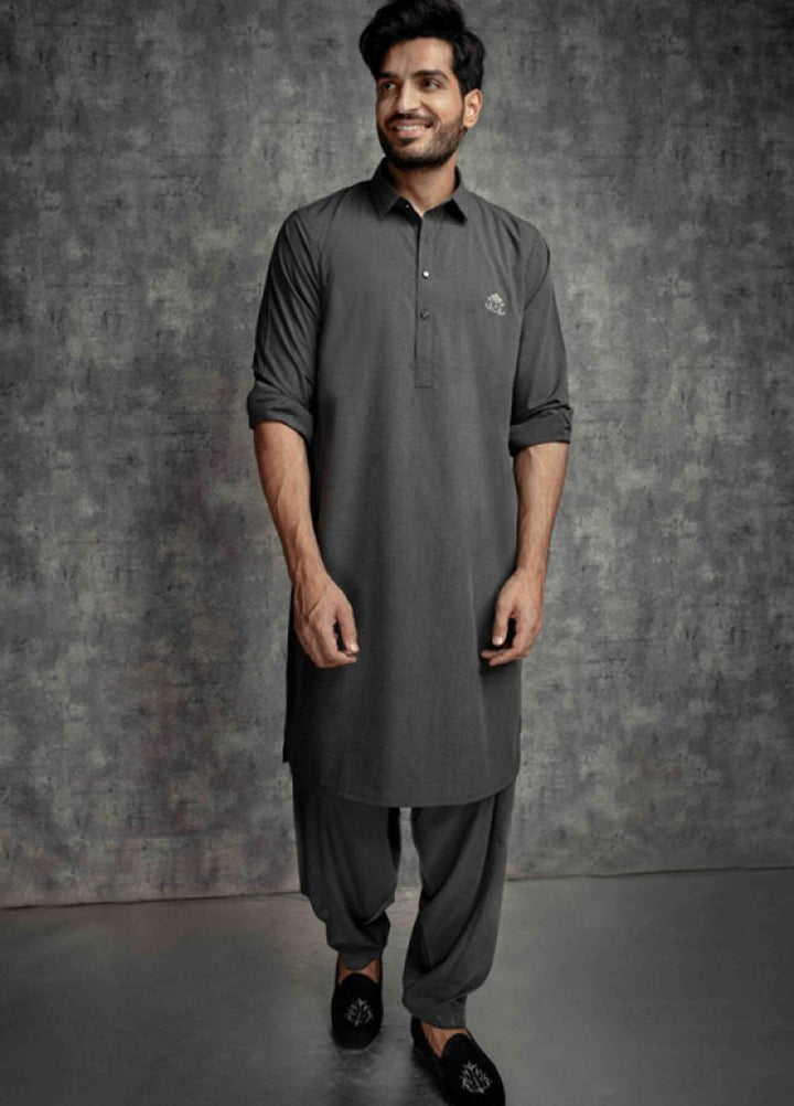 Naushad Imdad Cotton Formal Shalwar Kameez for Men -  CHARCOAL SK