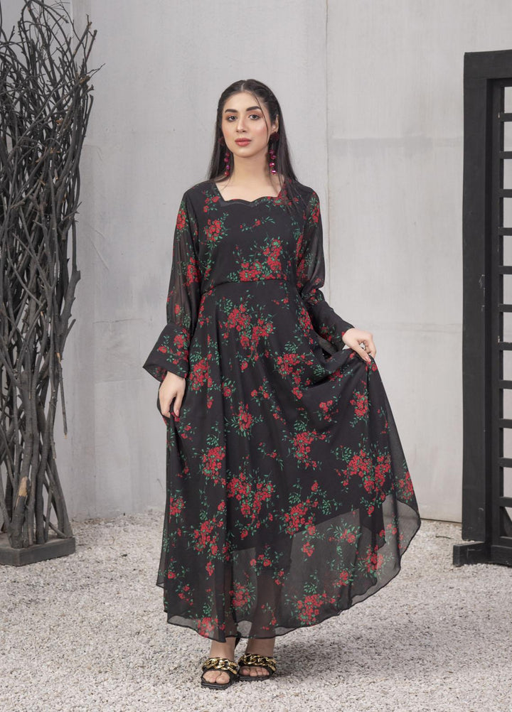Nazmina Pret  Chiffon Frocks NZ23FM FR-550 Red Roses