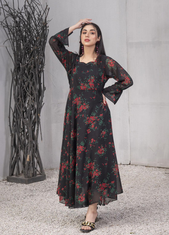 Nazmina Pret  Chiffon Frocks NZ23FM FR-550 Red Roses