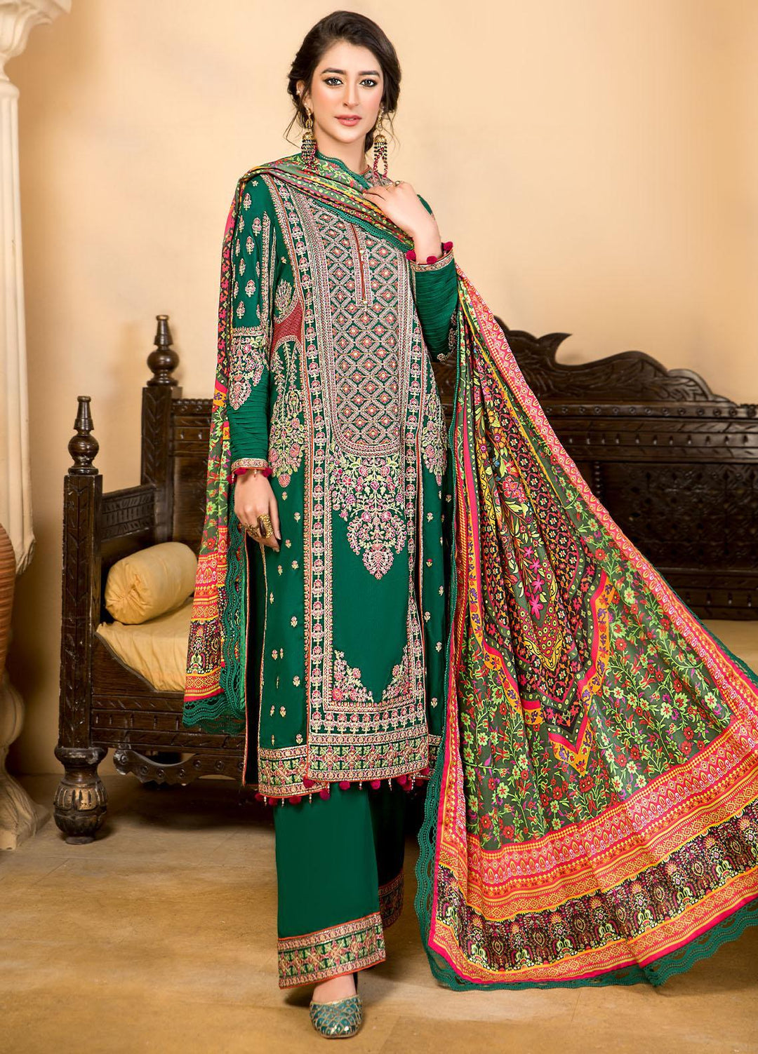 Neelos Embroidered Karandi Suits Unstitched 3 Piece NL22W Zuri - Winter Collection