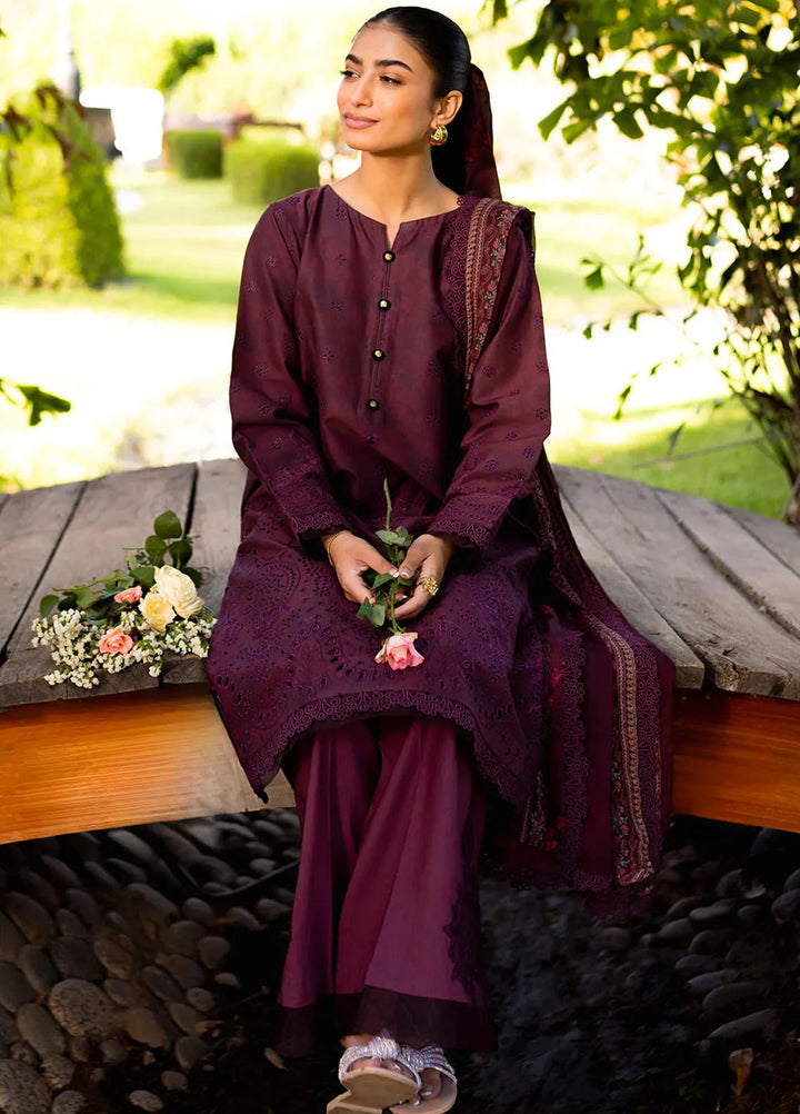 Neeshay Embroidered Lawn Suit Unstitched 3 Piece NSH24P Crimson - Summer Collection