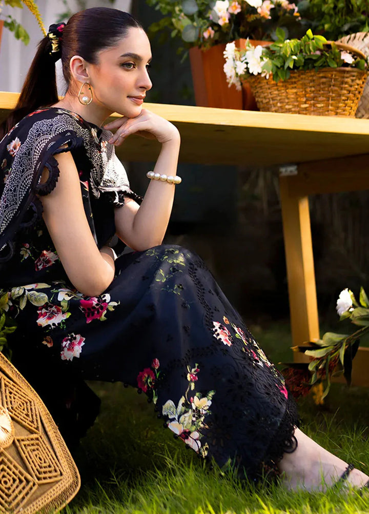 Neeshay Embroidered Lawn Suit Unstitched 3 Piece NSH24P Noir - Summer Collection