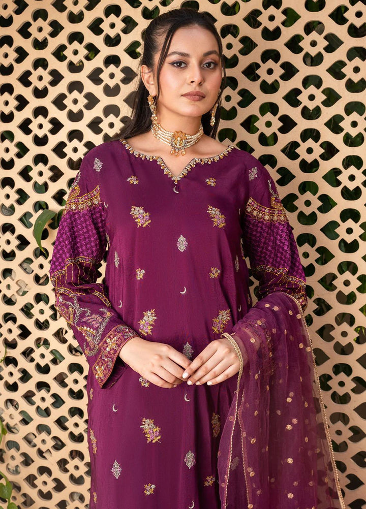 Shurooq Pret Embroidered Raw Silk 3 Piece Suit Nehel