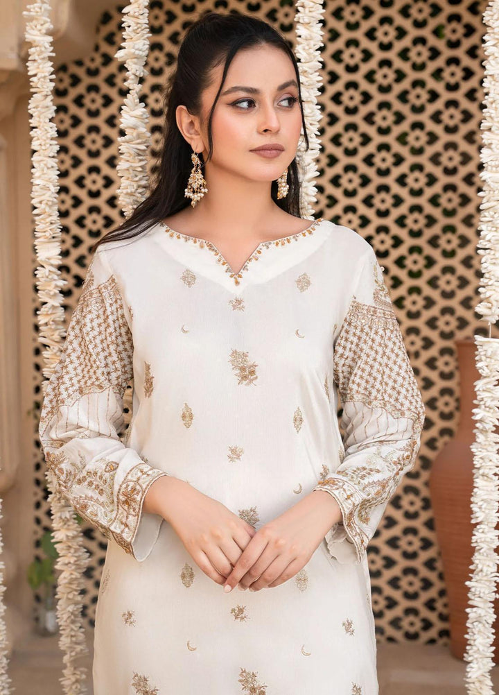 Shurooq Pret Embroidered Raw Silk 3 Piece Suit Noori