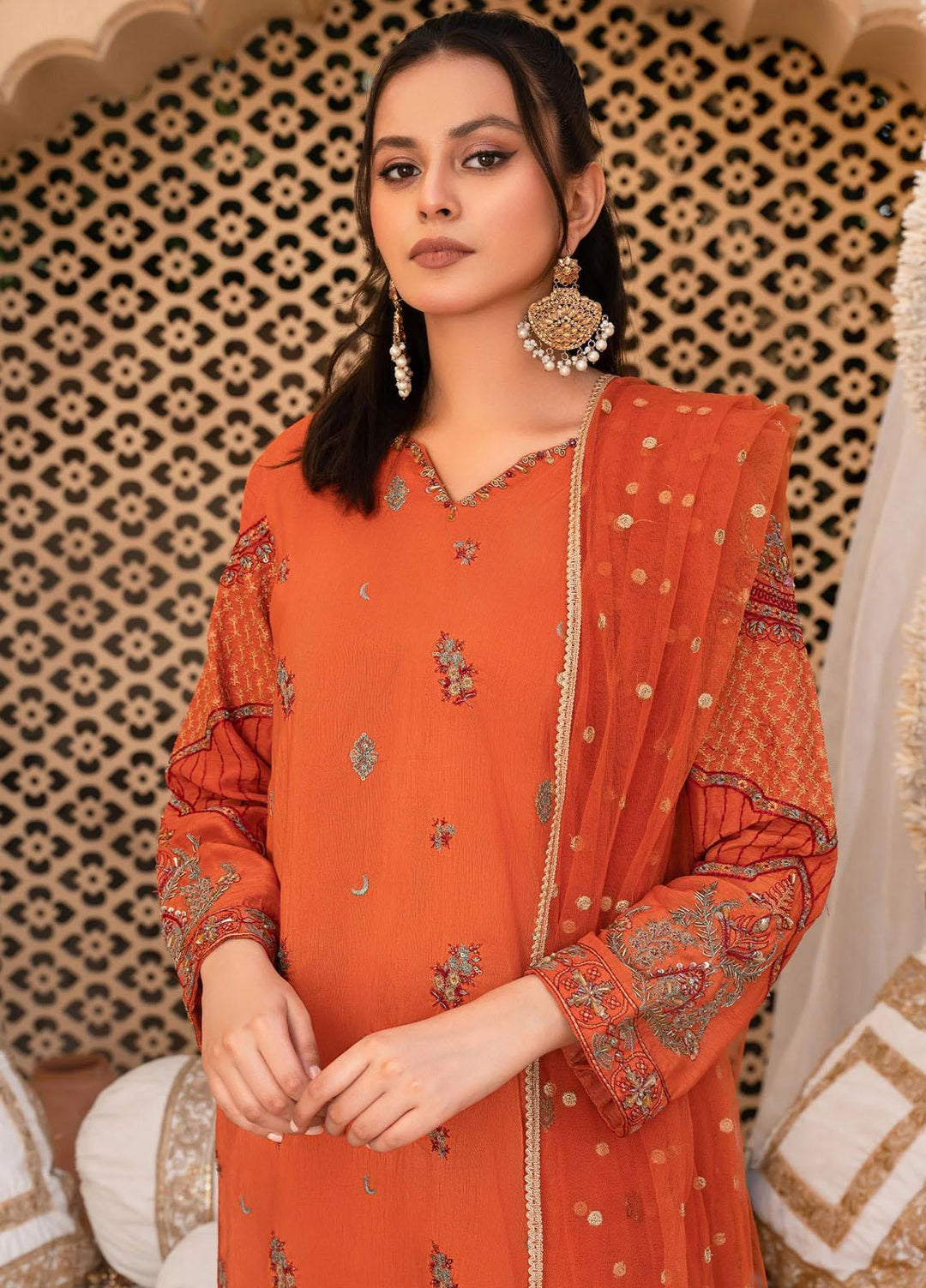Shurooq Pret Embroidered Raw Silk 3 Piece Suit Sahiba