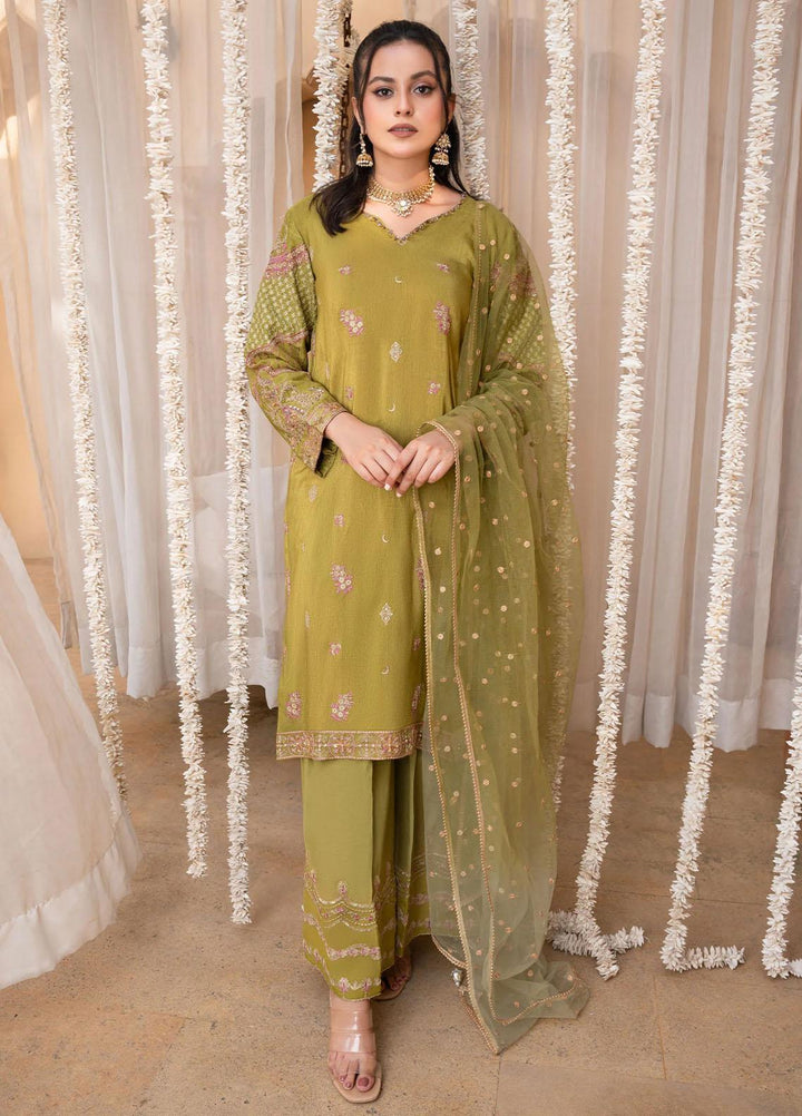 Shurooq Pret Embroidered Raw Silk 3 Piece Suit Sassi