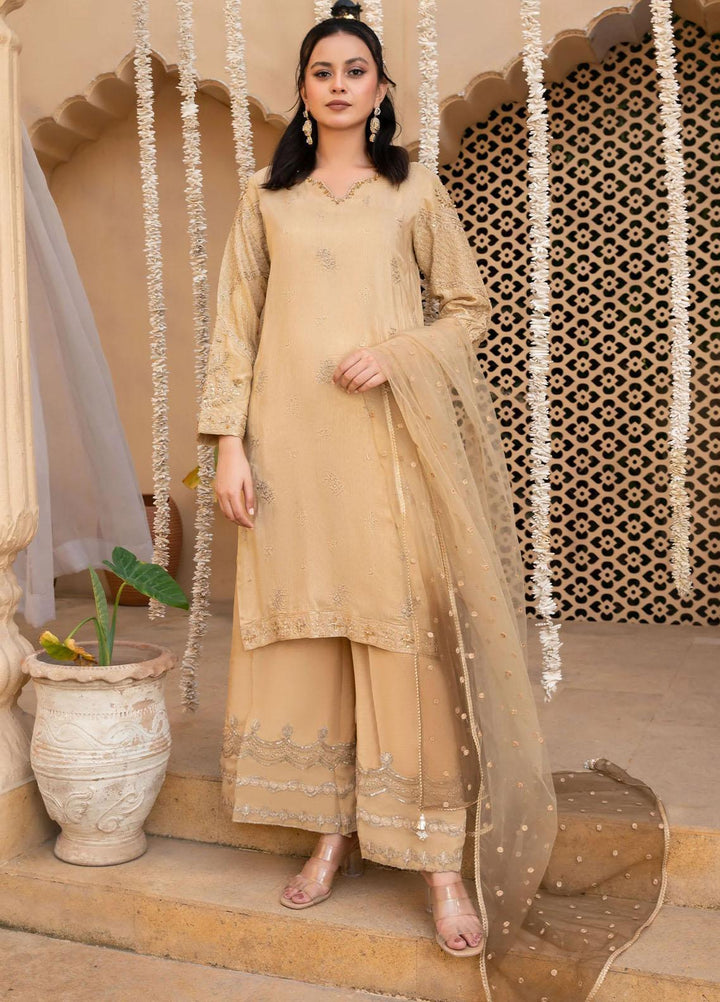 Shurooq Pret Embroidered Raw Silk 3 Piece Suit Sohni