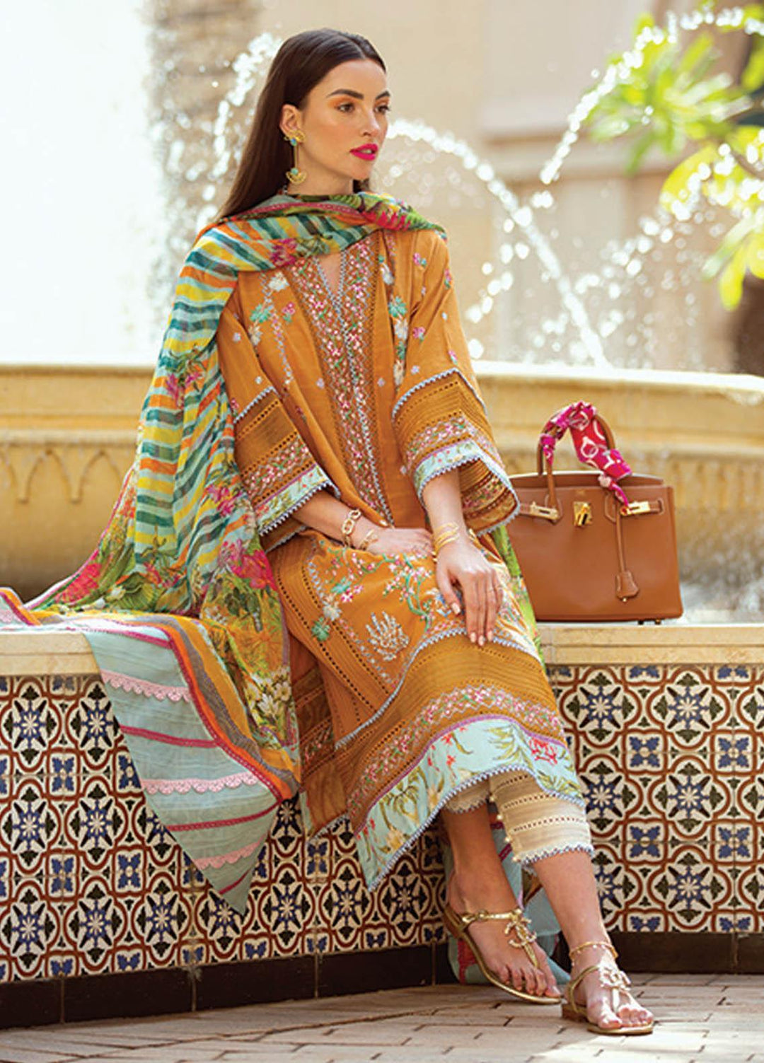 NERA by Farah Talib Embroidered Lawn Suits Unstitched 3 Piece FTA21N 01 Fidel - Summer Collection
