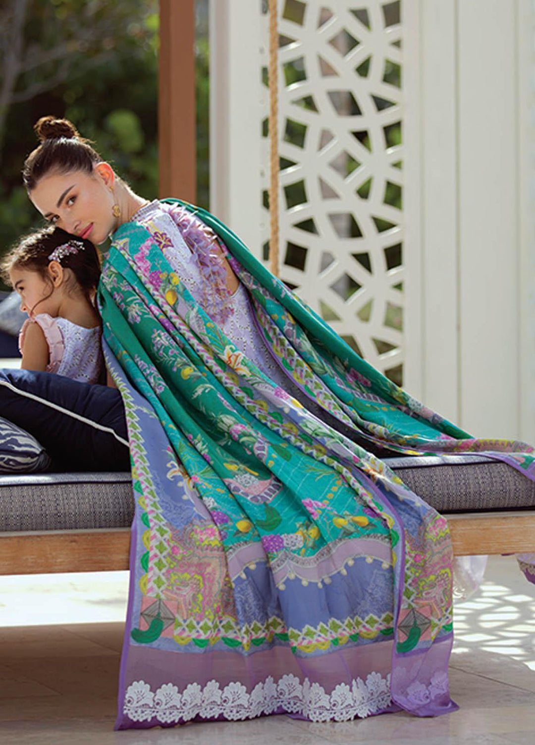 NERA by Farah Talib Embroidered Lawn Suits Unstitched 3 Piece FTA21N 02 Iris Bloom - Summer Collection