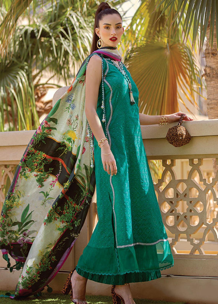 NERA by Farah Talib Embroidered Lawn Suits Unstitched 3 Piece FTA21N 04 Saki Emerald - Summer Collection