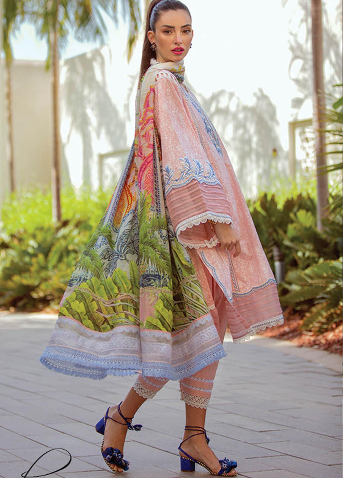 NERA by Farah Talib Embroidered Lawn Suits Unstitched 3 Piece FTA21N 11 Kaia Teal - Summer Collection