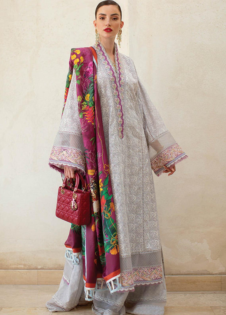 NERA by Farah Talib Embroidered Lawn Suits Unstitched 3 Piece FTA21N 13 Dove - Summer Collection