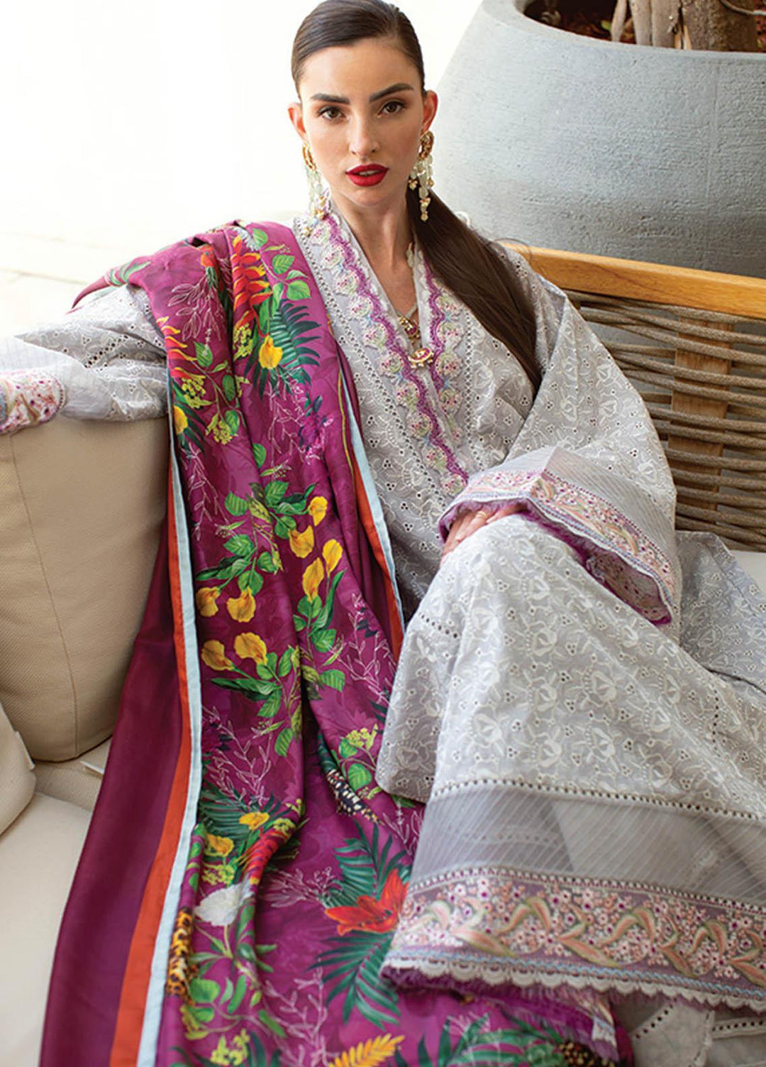NERA by Farah Talib Embroidered Lawn Suits Unstitched 3 Piece FTA21N 13 Dove - Summer Collection
