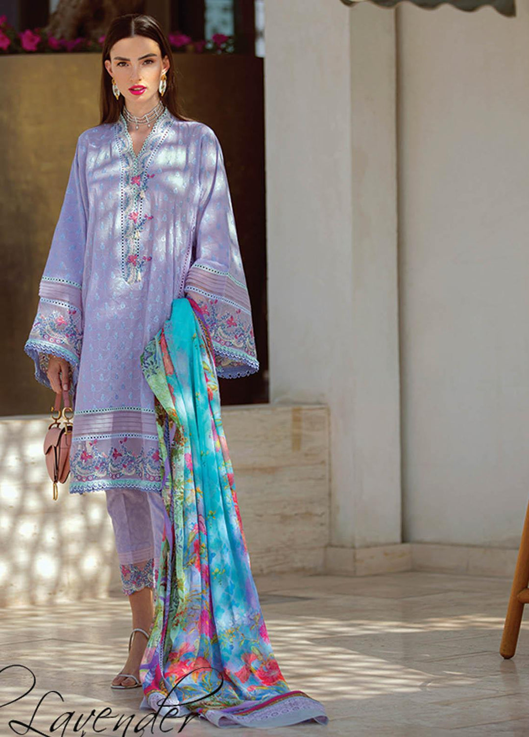 NERA by Farah Talib Embroidered Lawn Suits Unstitched 3 Piece FTA21N 14 Lael Lavender - Summer Collection