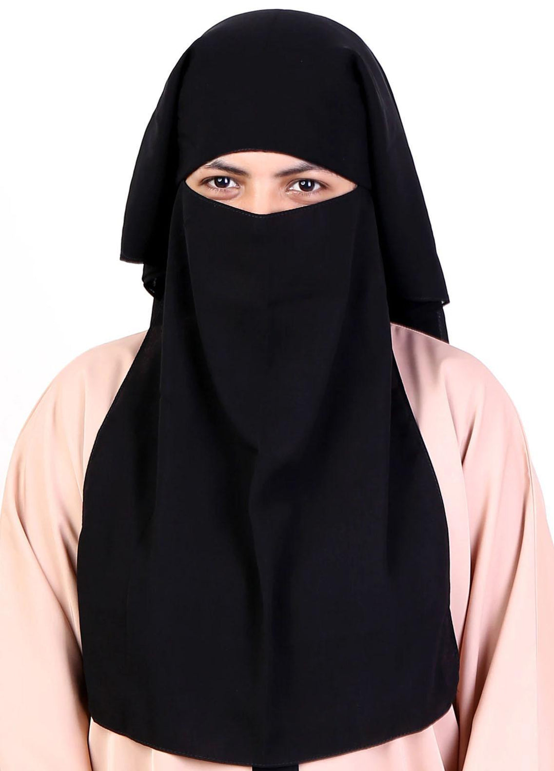 Abaya pk Chiffon Niqab ABA22NQ SINGLE LAYERED BLACK - Essential Niqabs