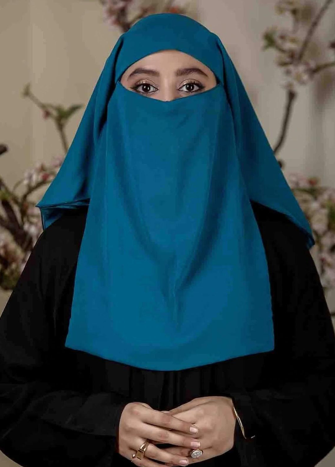 Abaya pk Georgette Niqab ABA22NQ TEAL THREE LAYERED - Essential Niqabs