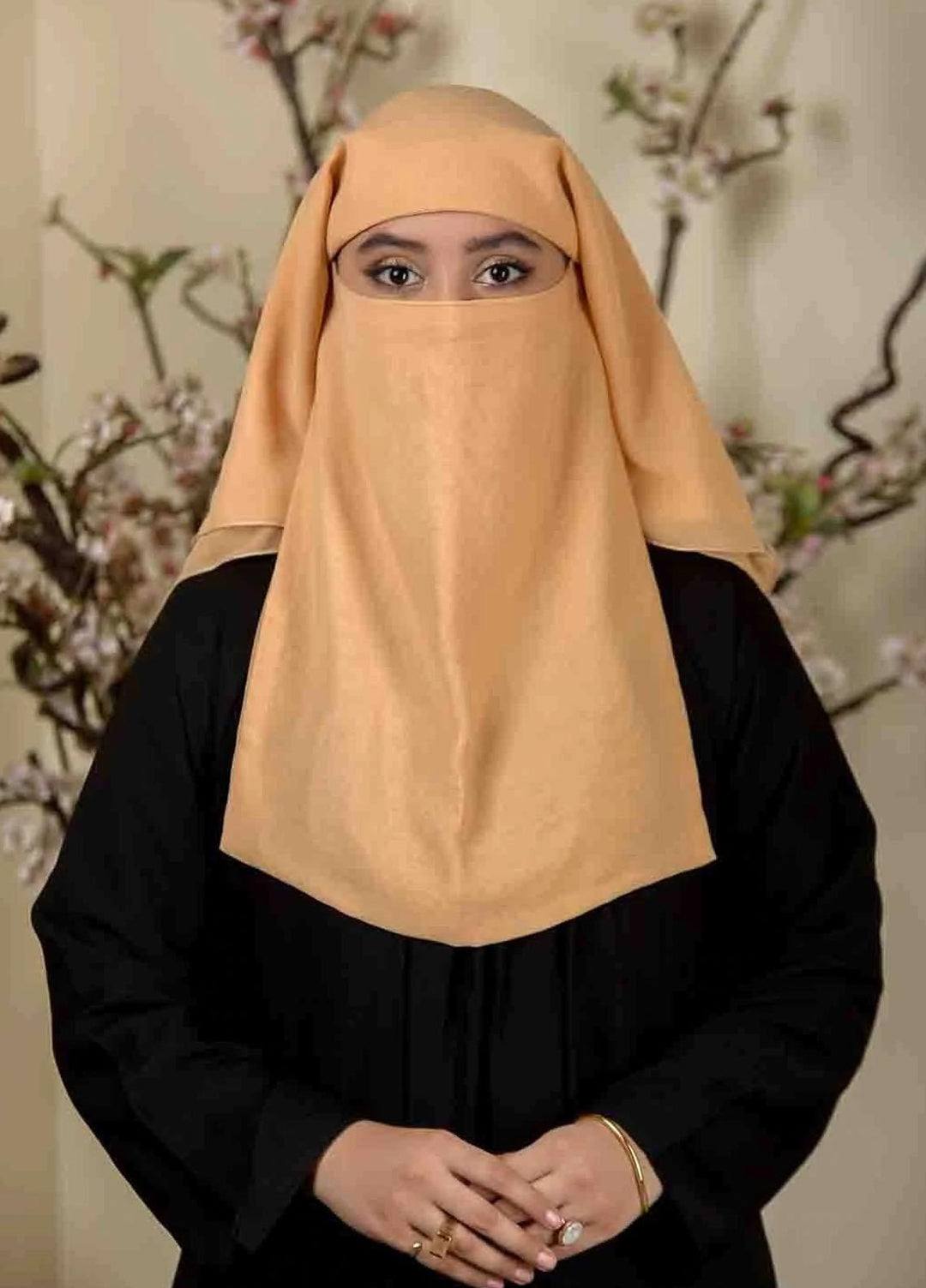 Abaya pk Georgette Niqab ABA22NQ BEIGE THREE LAYERED - Essential Niqabs