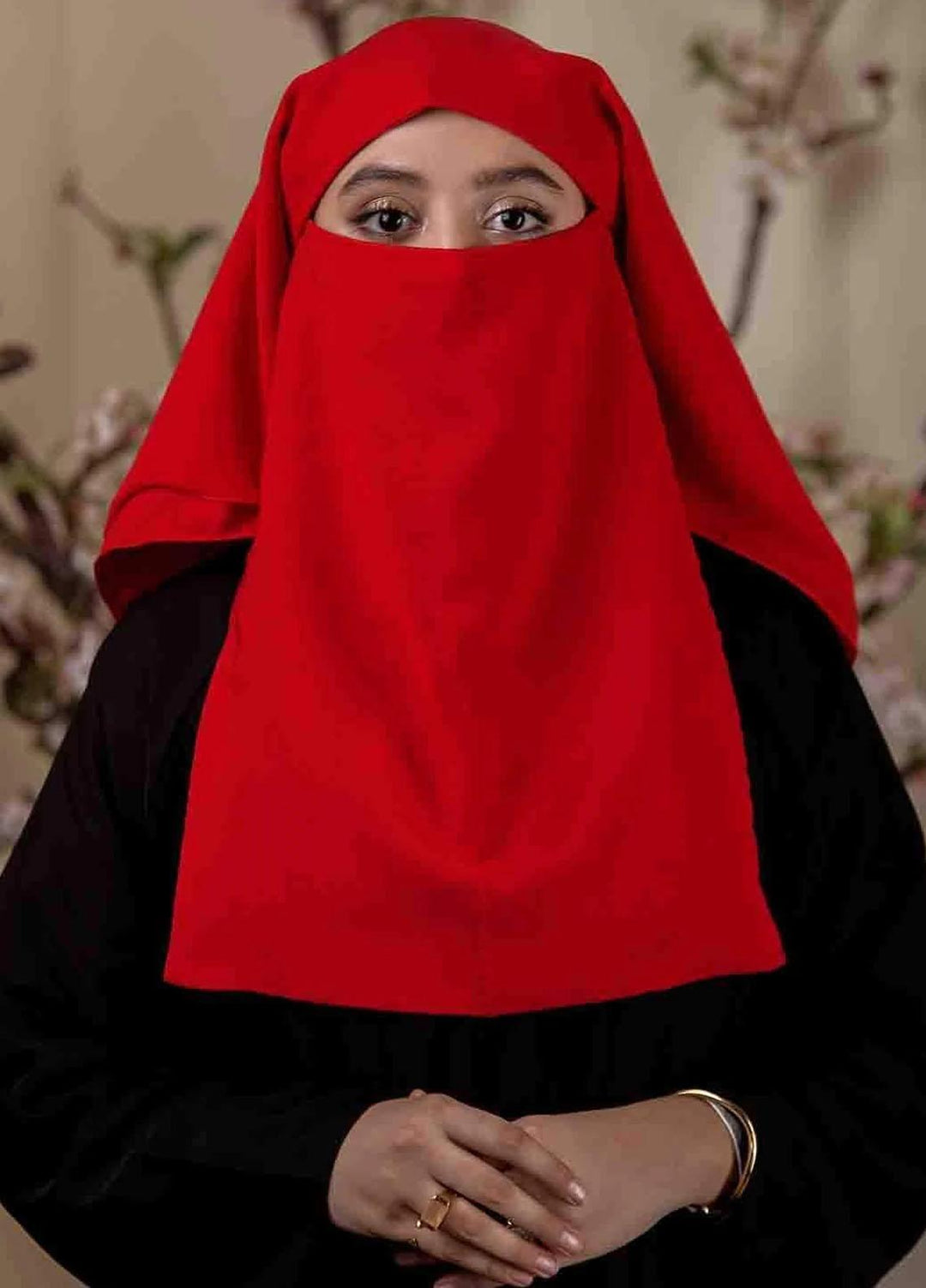 Abaya pk Georgette Niqab ABA22NQ RED THREE LAYERED - Essential Niqabs