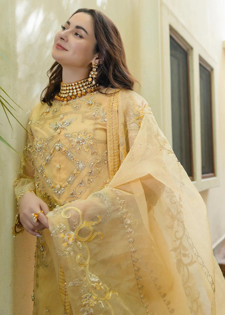 Noor By Azzal Embroidered Organza Suits Unstitched 4 Piece AZZ23N D-05 Nureh - Luxury Collection