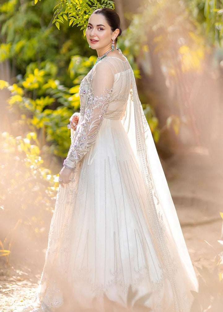 Noor By Azzal Embroidered Net Suits Unstitched 4 Piece AZZ23N D-06 Safed - Luxury Collection