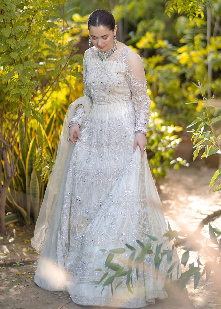 Noor By Azzal Embroidered Net Suits Unstitched 4 Piece AZZ23N D-06 Safed - Luxury Collection