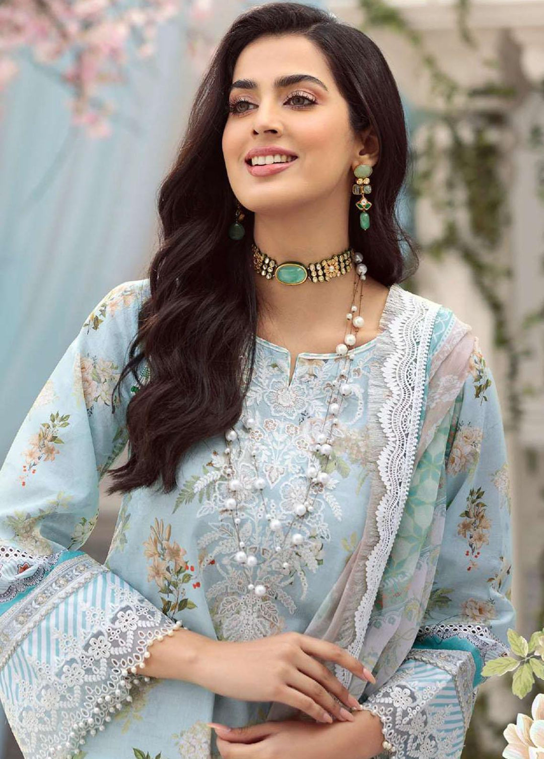Noor by Saadia Asad Embroidered Lawn Suits Unstitched 3 Piece SA22N D6A - Summer Collection