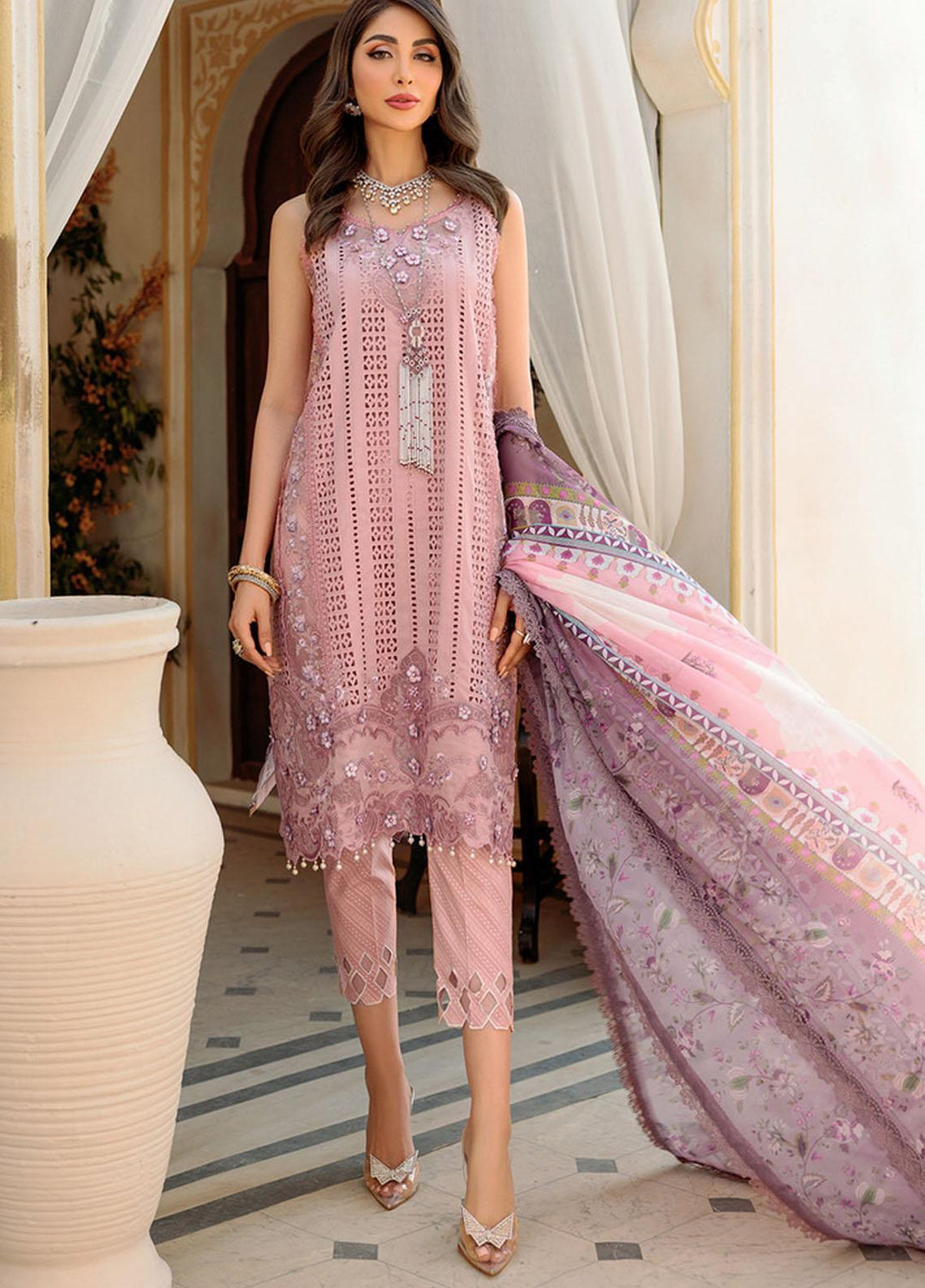 Noor by Saadia Asad Embroidered Lawn Suits Unstitched 3 Piece NSA22E D4A - Eid Collection