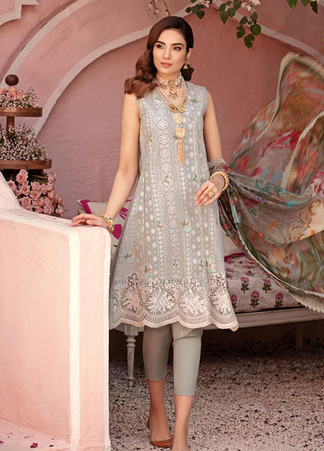 Noor by Saadia Asad Embroidered Chikankari Suits Unstitched 3 Piece NSA21E 5A - Festive Collection