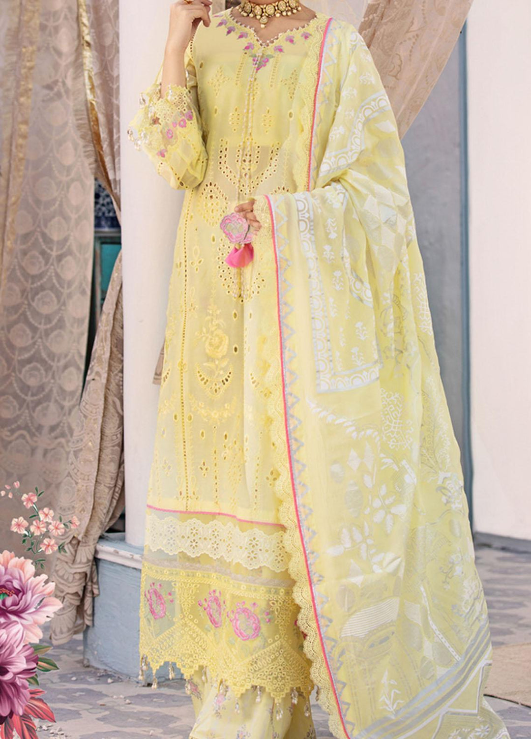 Noor by Saadia Asad Embroidered Chikankari Suits Unstitched 3 Piece NSA21E 6B - Festive Collection