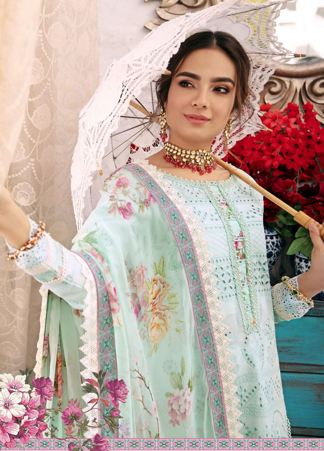 Noor by Saadia Asad Embroidered Chikankari Suits Unstitched 3 Piece NSA21E 7B - Festive Collection