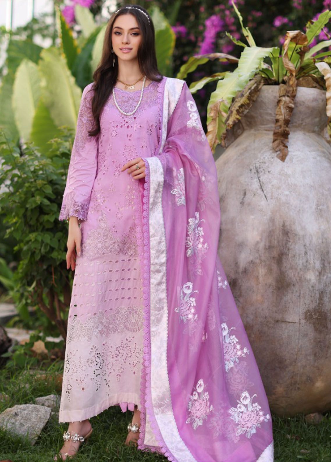 Noor By Saadia Asad Embroidered Lawn Suit Unstitched 3 Piece NSA24C D-12A - Luxury Summer Collection main image 0