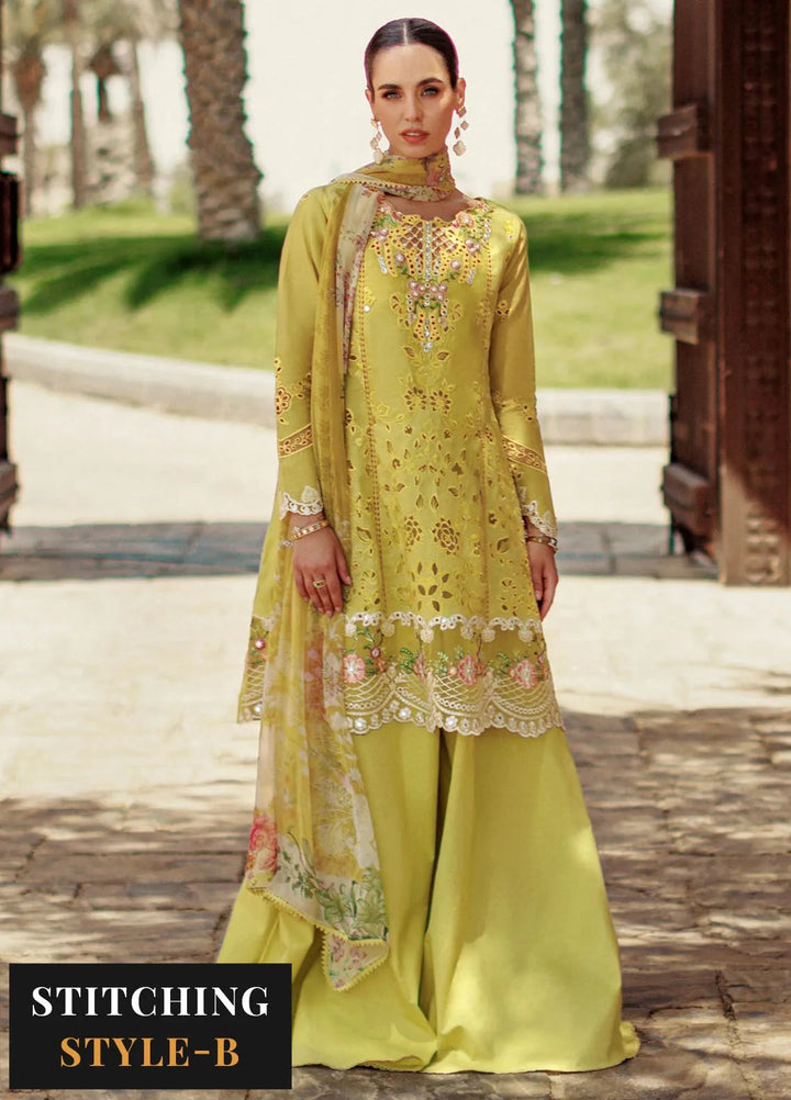 Noor by Saadia Asad Embroidered Lawn Suit Unstitched 3 Piece NSA24ELL D-01 - Summer Collection