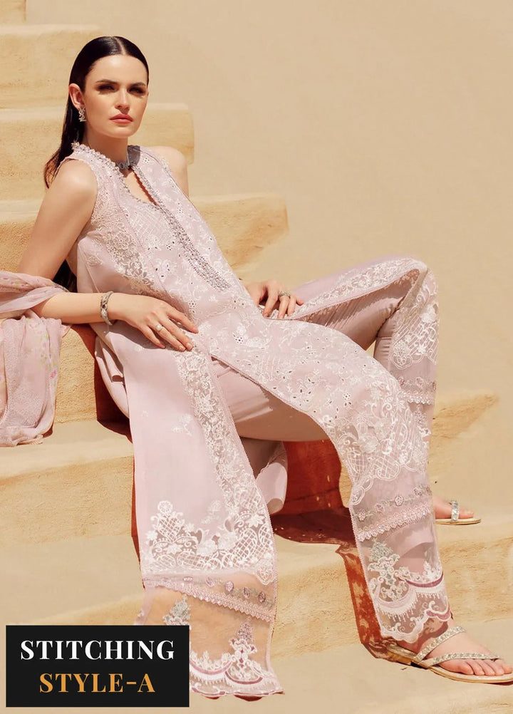 Noor by Saadia Asad Embroidered Lawn Suit Unstitched 3 Piece NSA24ELL D-07 - Summer Collection
