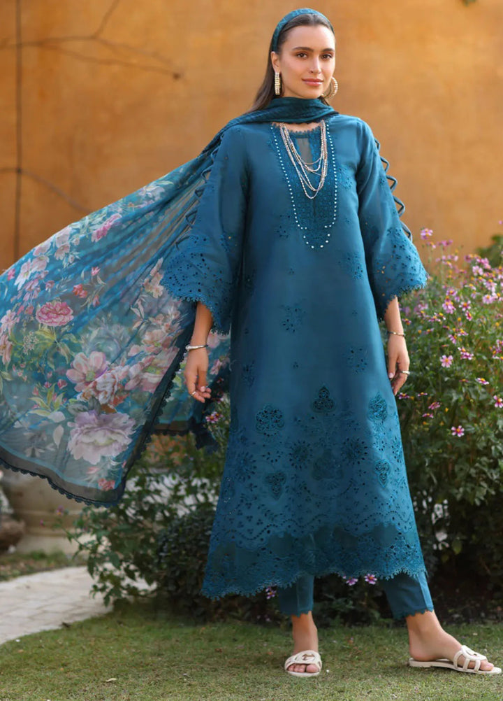 Noor by Saadia Asad Embroidered Lawn Suit Unstitched 3 Piece NSA25LC D-8 B - Summer Collection