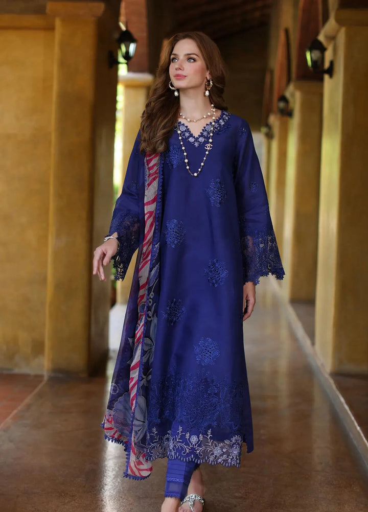 Noor by Saadia Asad Embroidered Lawn Suits Unstitched 3 Piece NSA24EL D12 - Luxury Collection