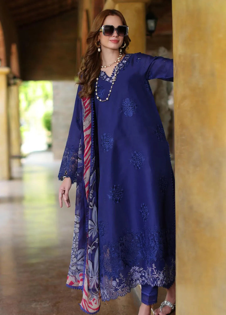 Noor by Saadia Asad Embroidered Lawn Suits Unstitched 3 Piece NSA24EL D12 - Luxury Collection