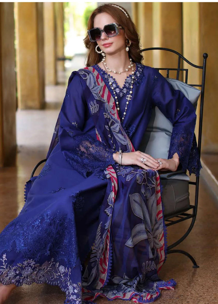 Noor by Saadia Asad Embroidered Lawn Suits Unstitched 3 Piece NSA24EL D12 - Luxury Collection